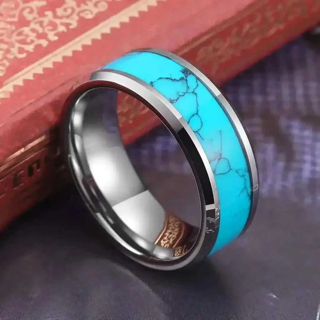 Anillo de Plata con Turquesa Incrustada