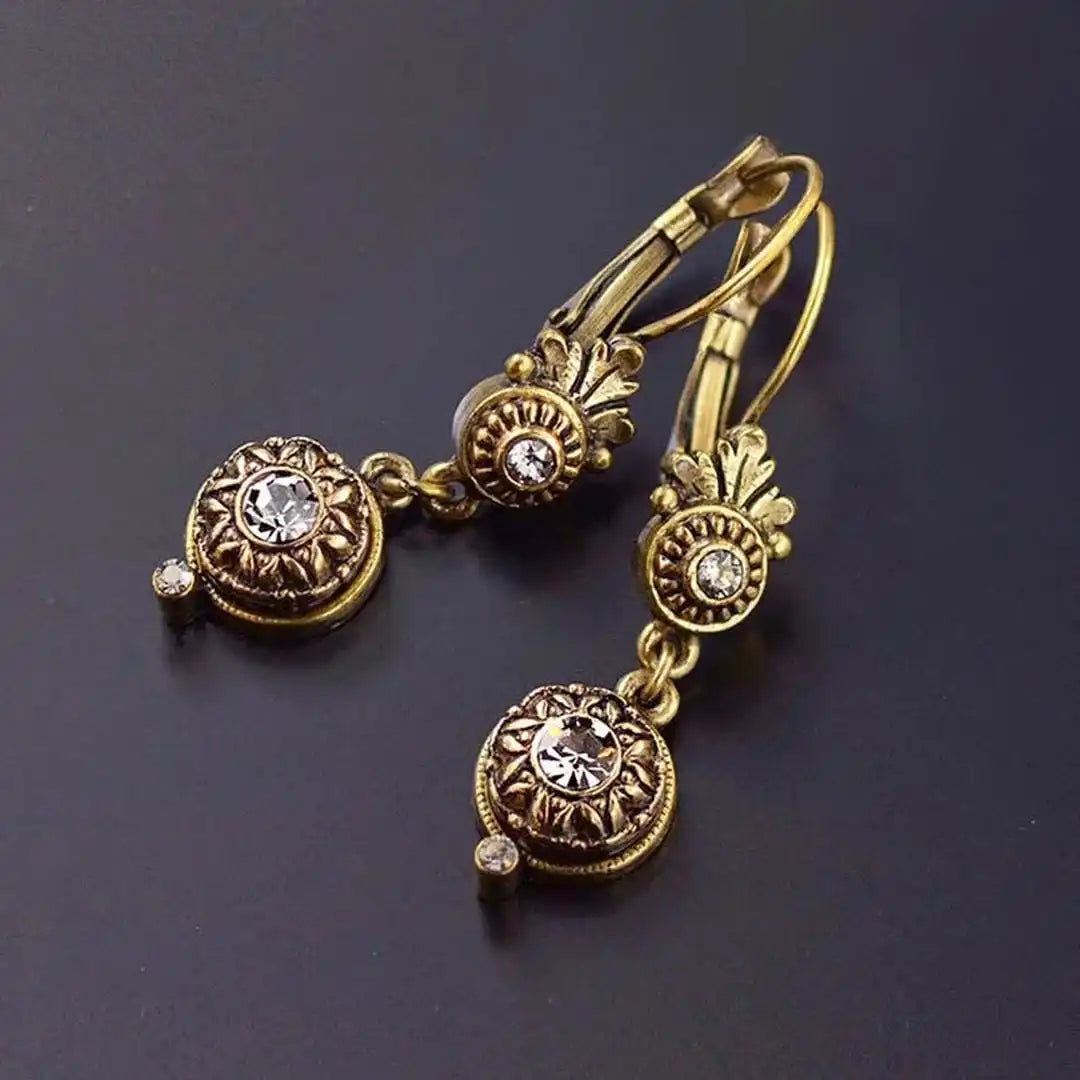Pendientes colgantes de medallón de cristal vintage