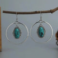 Pendientes colgantes vintage de plata con incrustaciones de turquesa