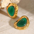 Pendientes de botón gruesos de color verde esmeralda