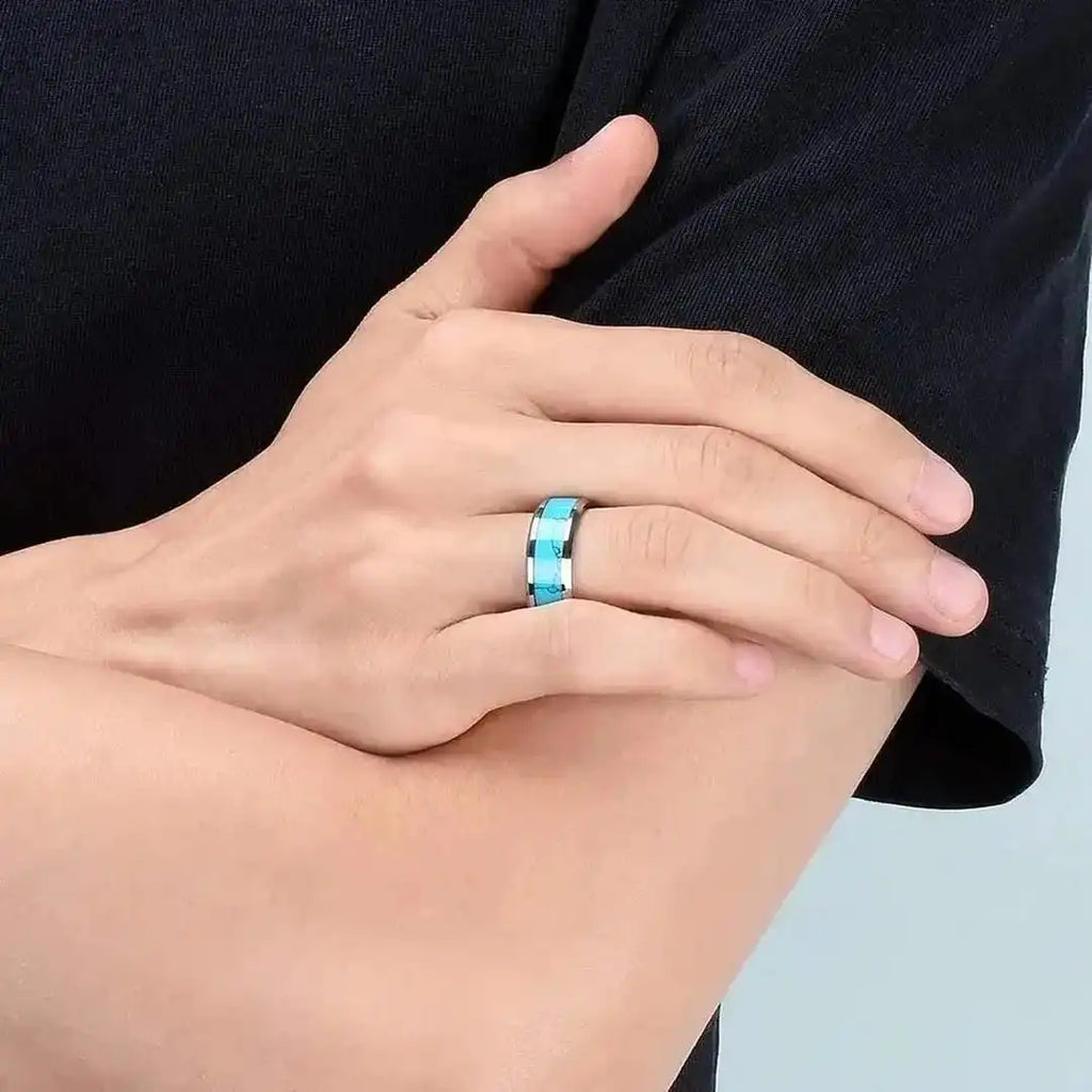 Anillo de Plata con Turquesa Incrustada