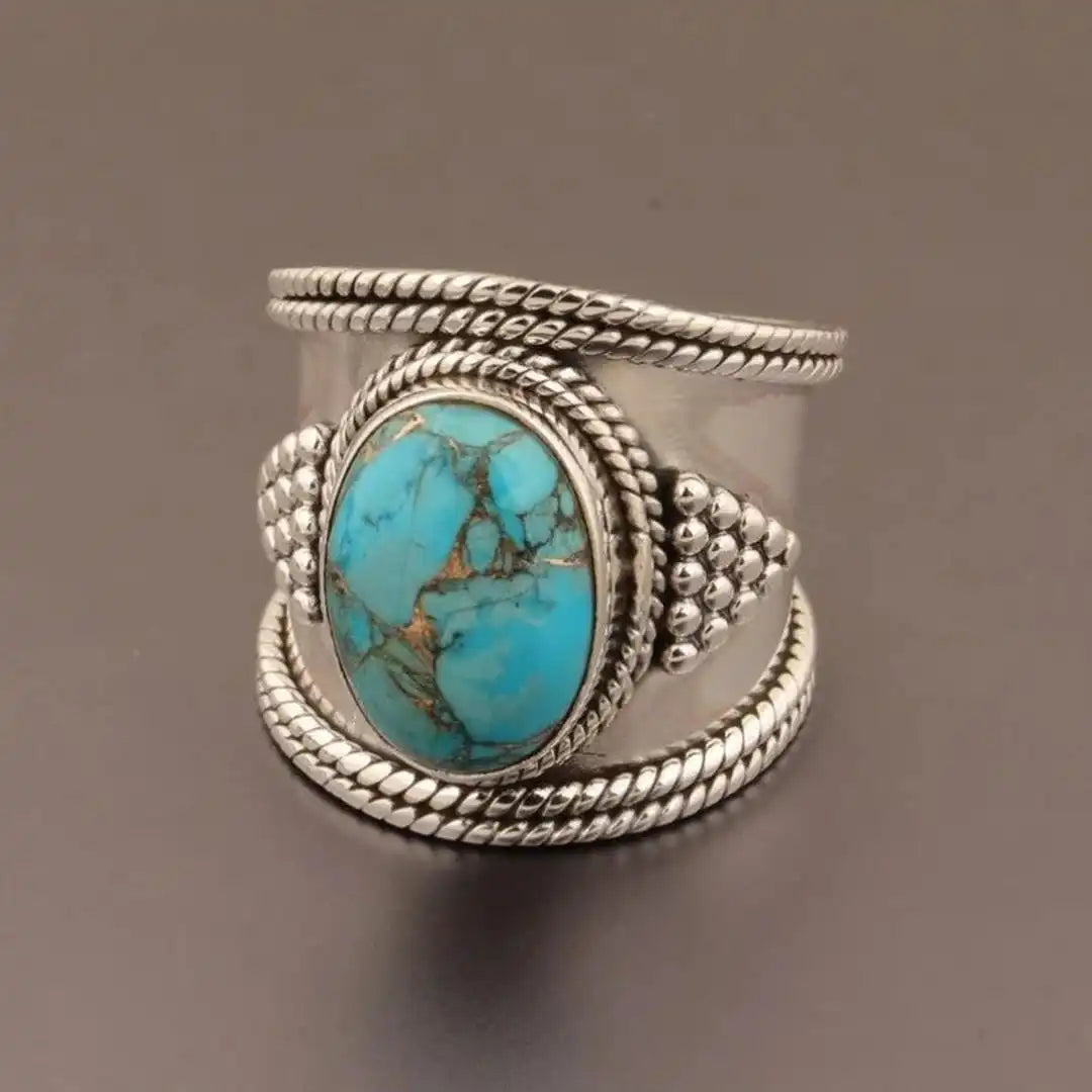 Anillo Retro Estilo Turquesa