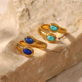 Anillo Ajustable Bohemio de Oro con Lapislázuli y Turquesa