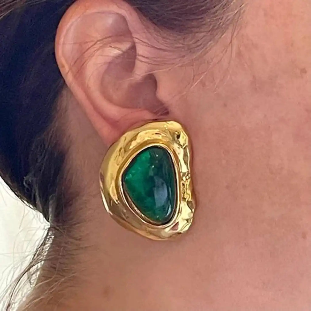 Pendientes de botón gruesos de color verde esmeralda