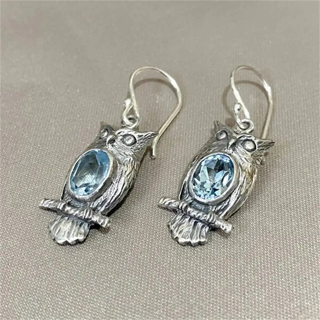 Pendientes de Plata Clásicos Búho de Cristal