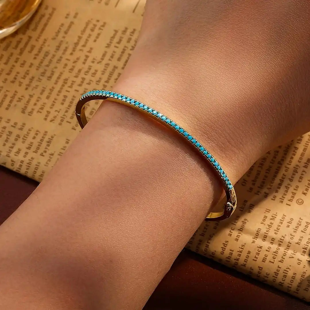 Pulsera de piedra turquesa dorada