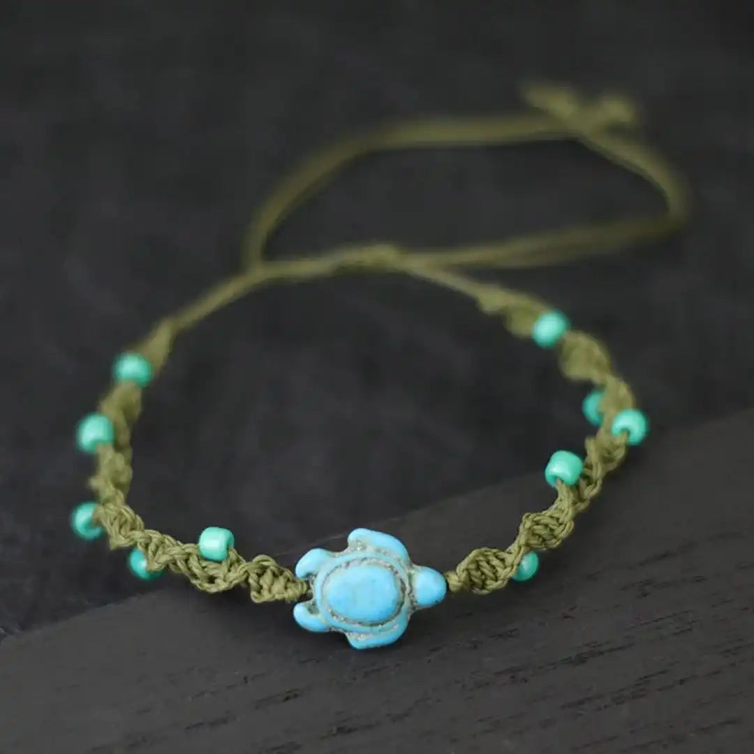 Pulsera de cuerda con abalorios Tortuga Bohemio