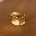 Anillo ancho plano ajustable de oro y plata vintage