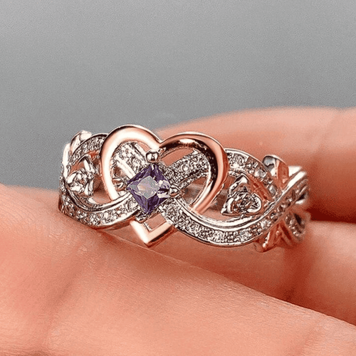 Anillo de compromiso Infinito Corazón Amatista