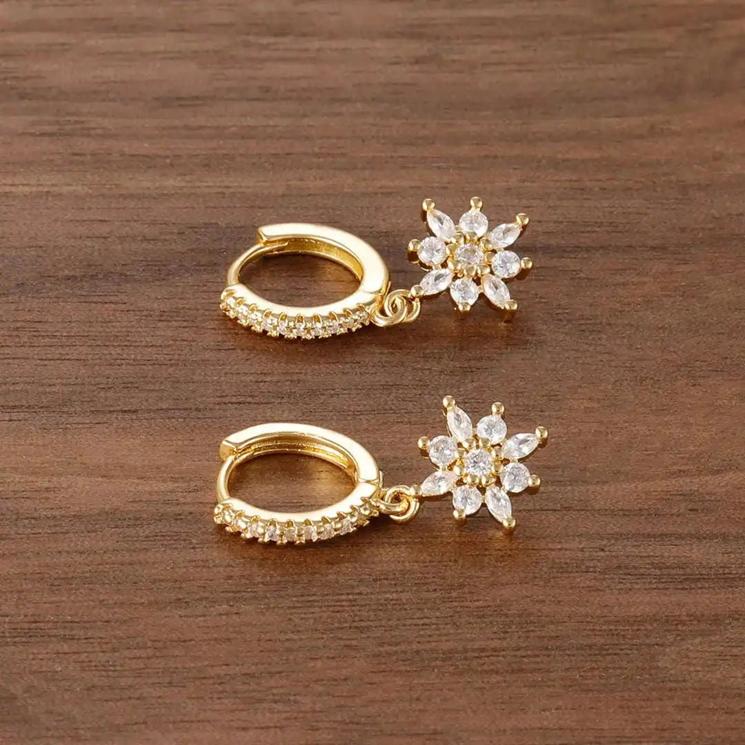 Pendientes Colgantes Copo de Nieve de Cristal Clásico