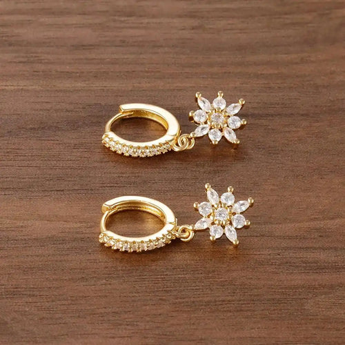 Pendientes Colgantes Copo de Nieve de Cristal Clásico