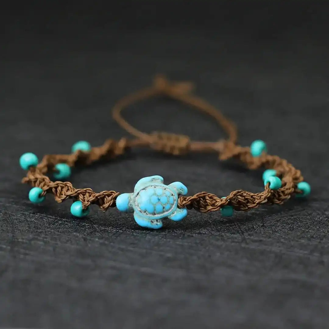 Pulsera de cuerda con abalorios Tortuga Bohemio