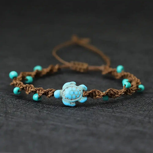 Pulsera de cuerda con abalorios Tortuga Bohemio