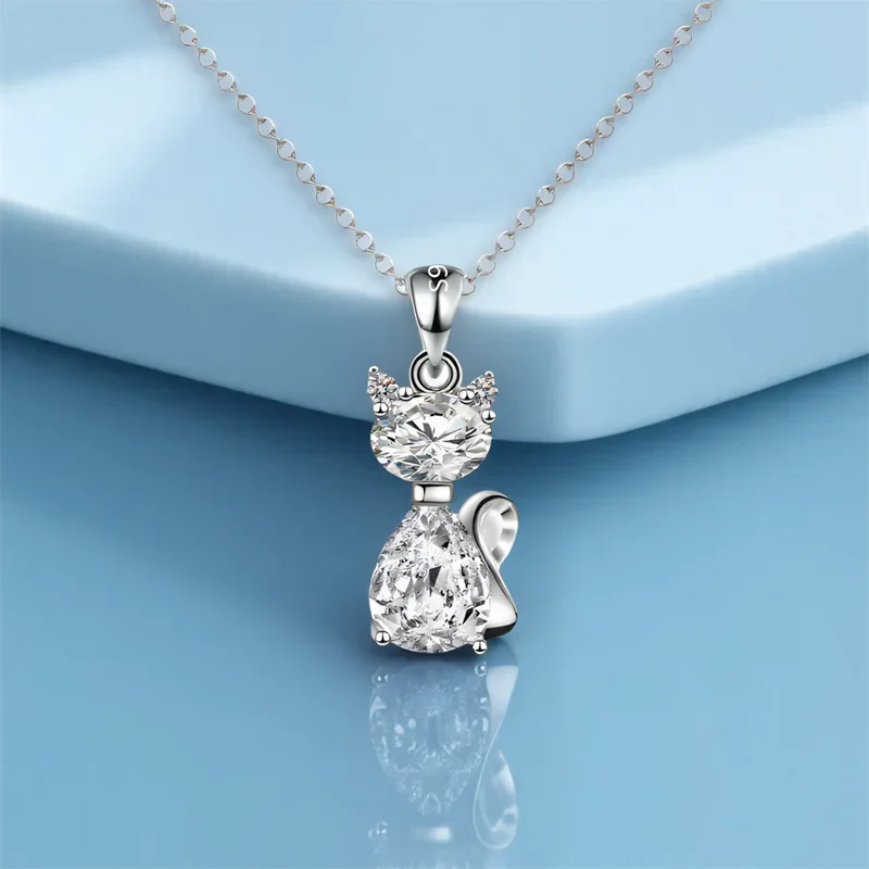 Collar felino de circonita de plata de ley
