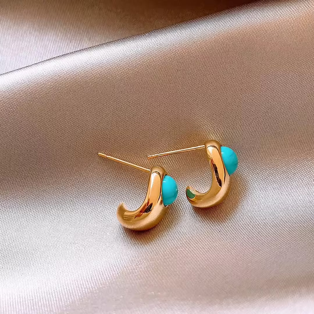 Pendientes atemporales de cobre y turquesa