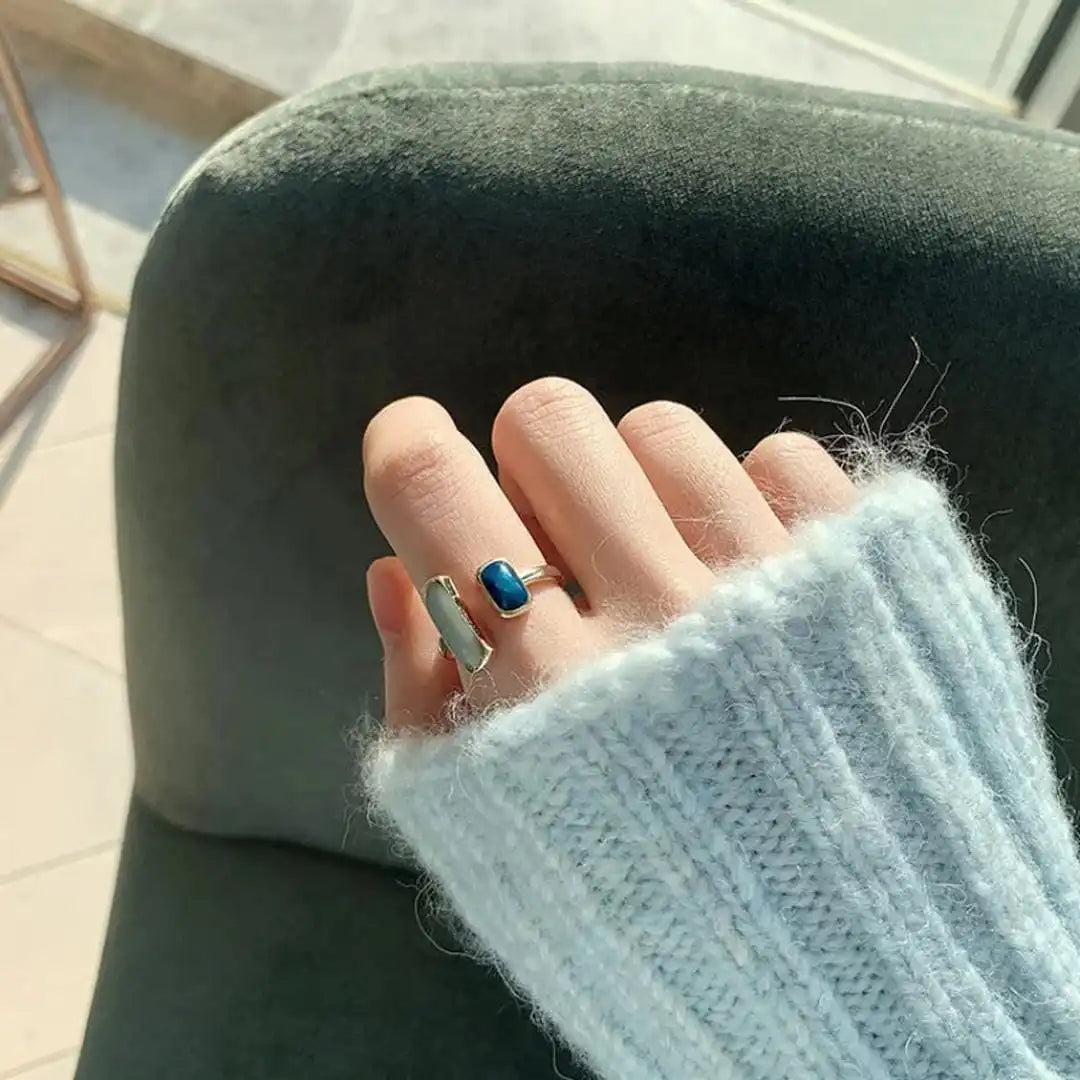 Anillo Ajustable de Piedra Preciosa Azul Bohemia