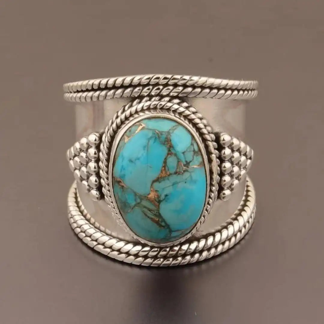 Anillo Retro Estilo Turquesa