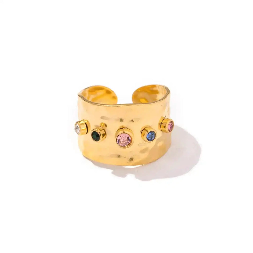 Anillo de circonita cúbica dorada vintage