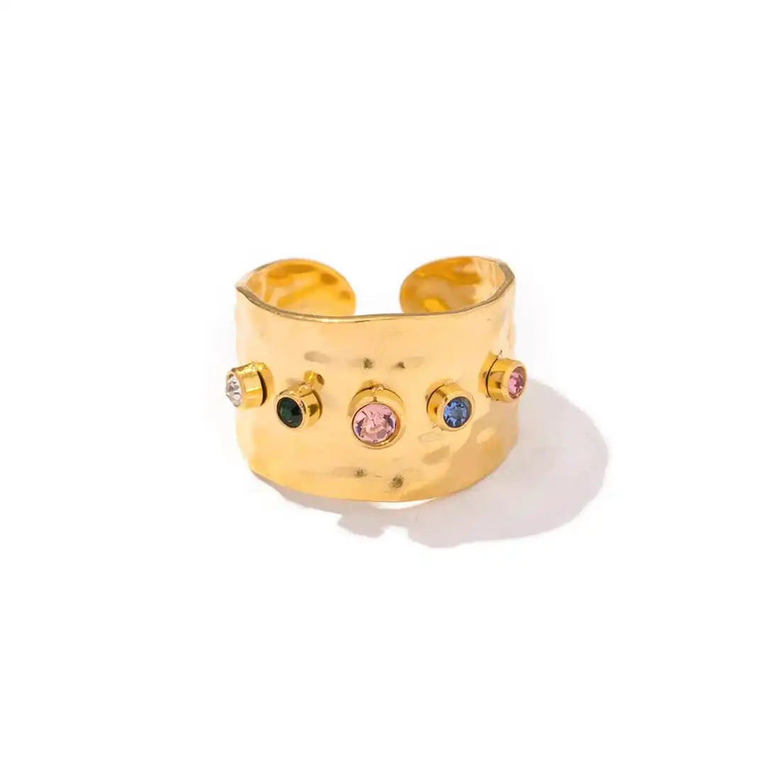 Anillo de circonita cúbica dorada vintage