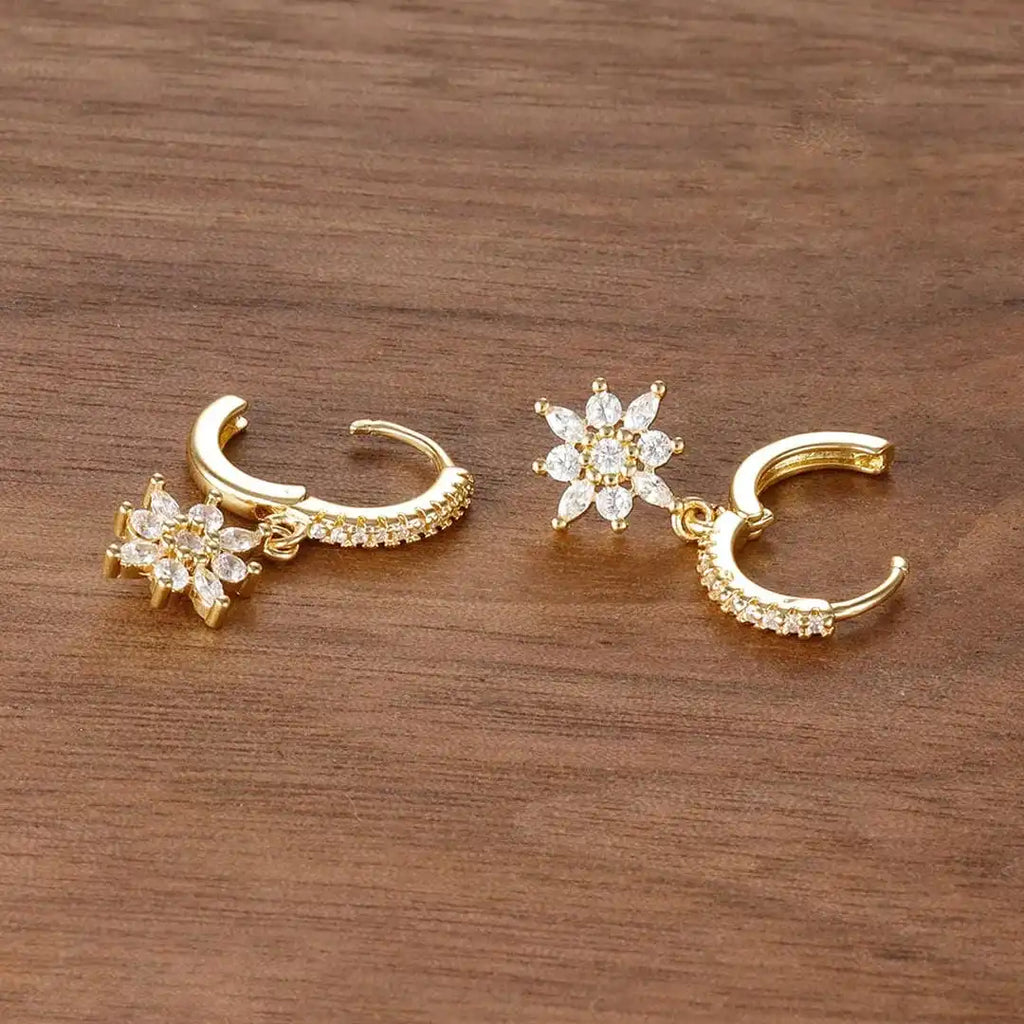 Pendientes Colgantes Copo de Nieve de Cristal Clásico