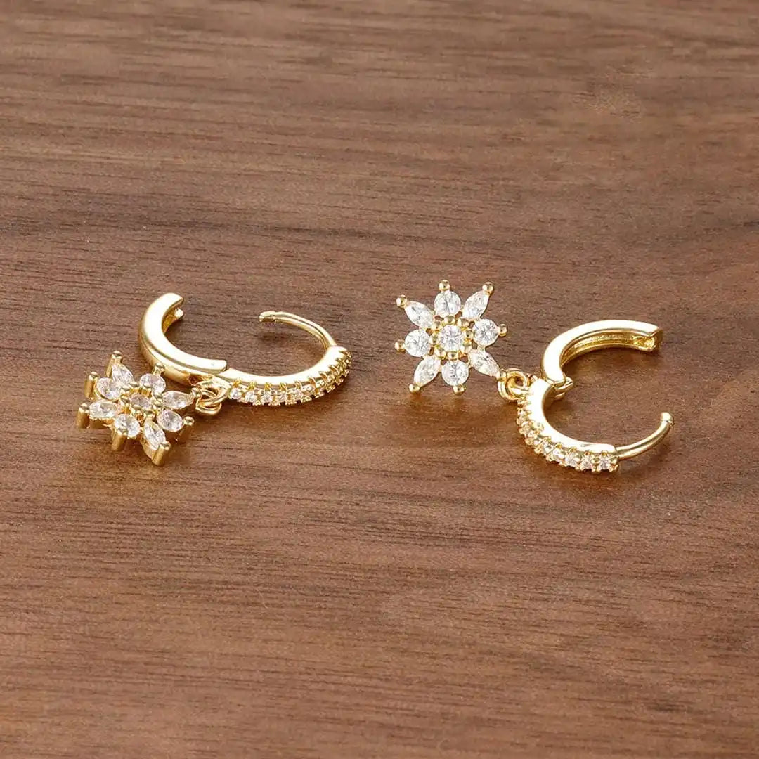 Pendientes Colgantes Copo de Nieve de Cristal Clásico