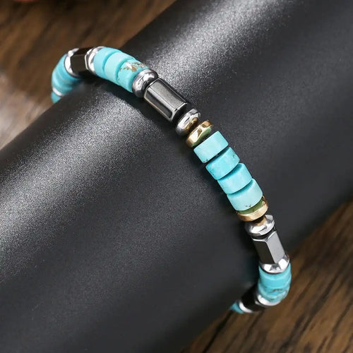 Pulsera bohemia de piedra turquesa con cuentas