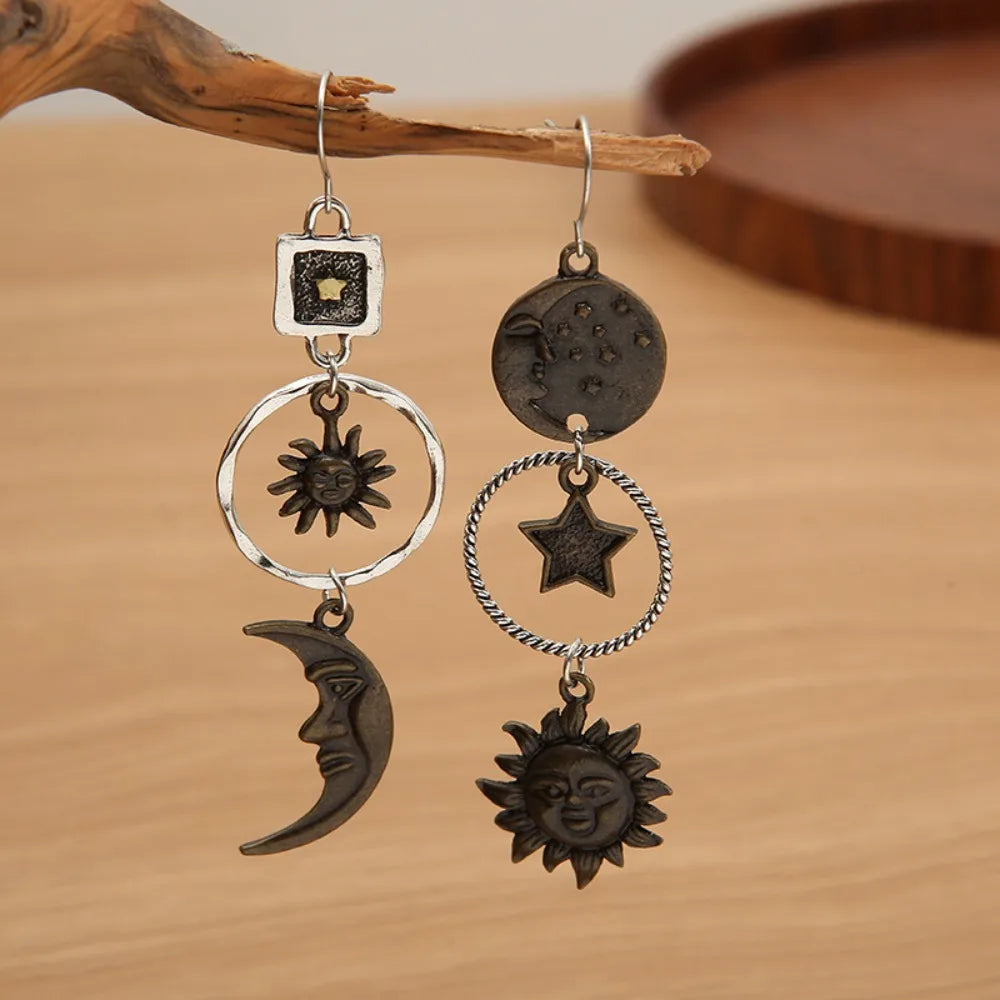 Pendientes vintage de sol y luna