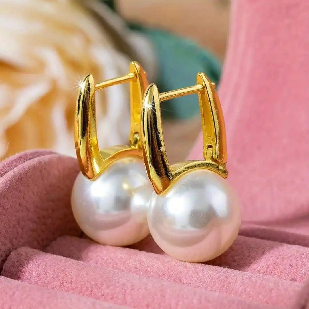 Pendientes vintage de perlas doradas