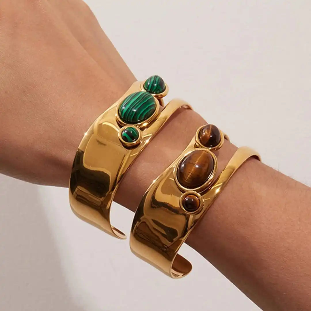 Pulsera vintage de ojo de tigre de oro