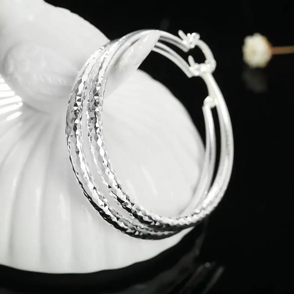 Pendientes de aro circulares de plata de ley