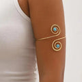 Brazalete Bohemio de Plata con Media Luna y Turquesa