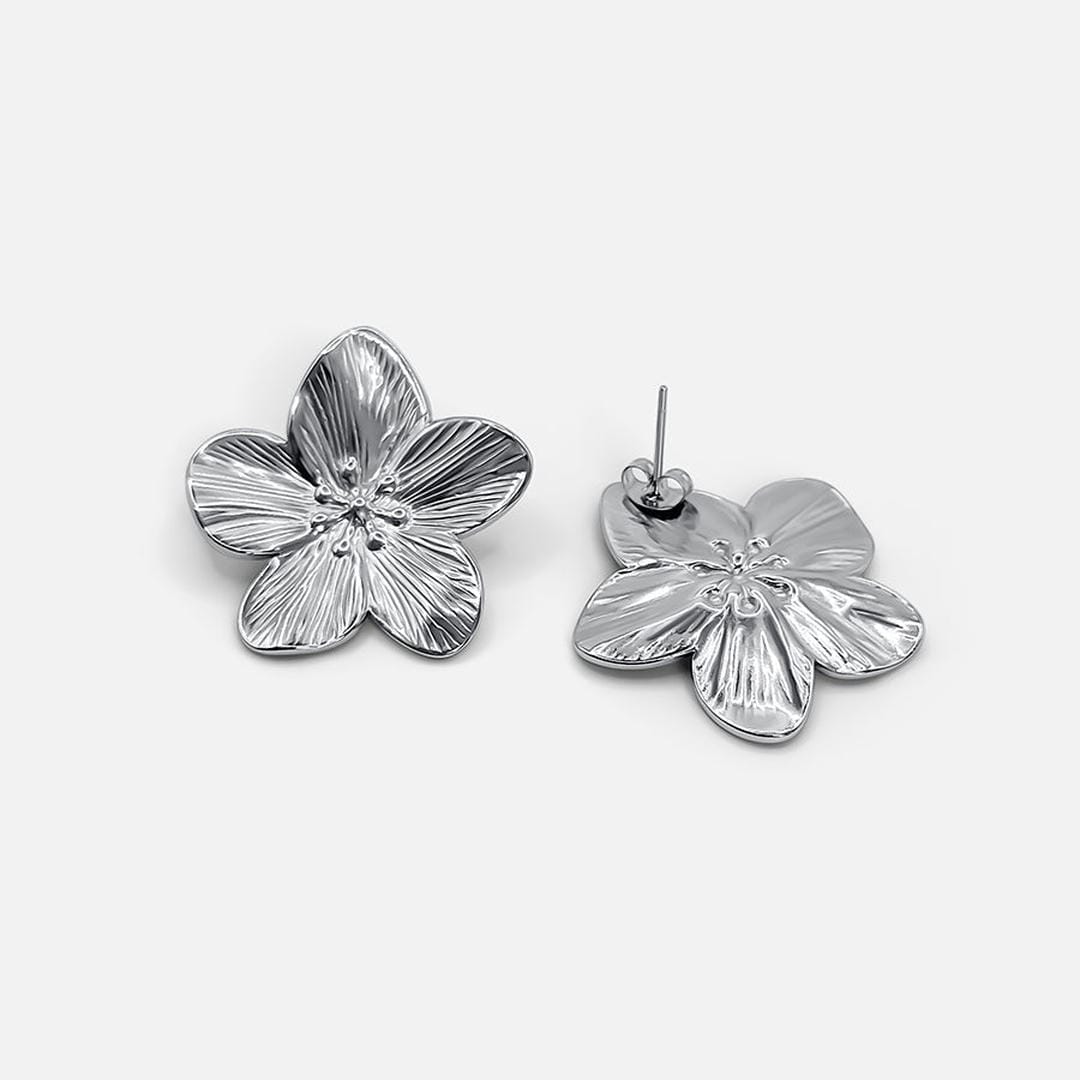 Pendientes florales de plata chic