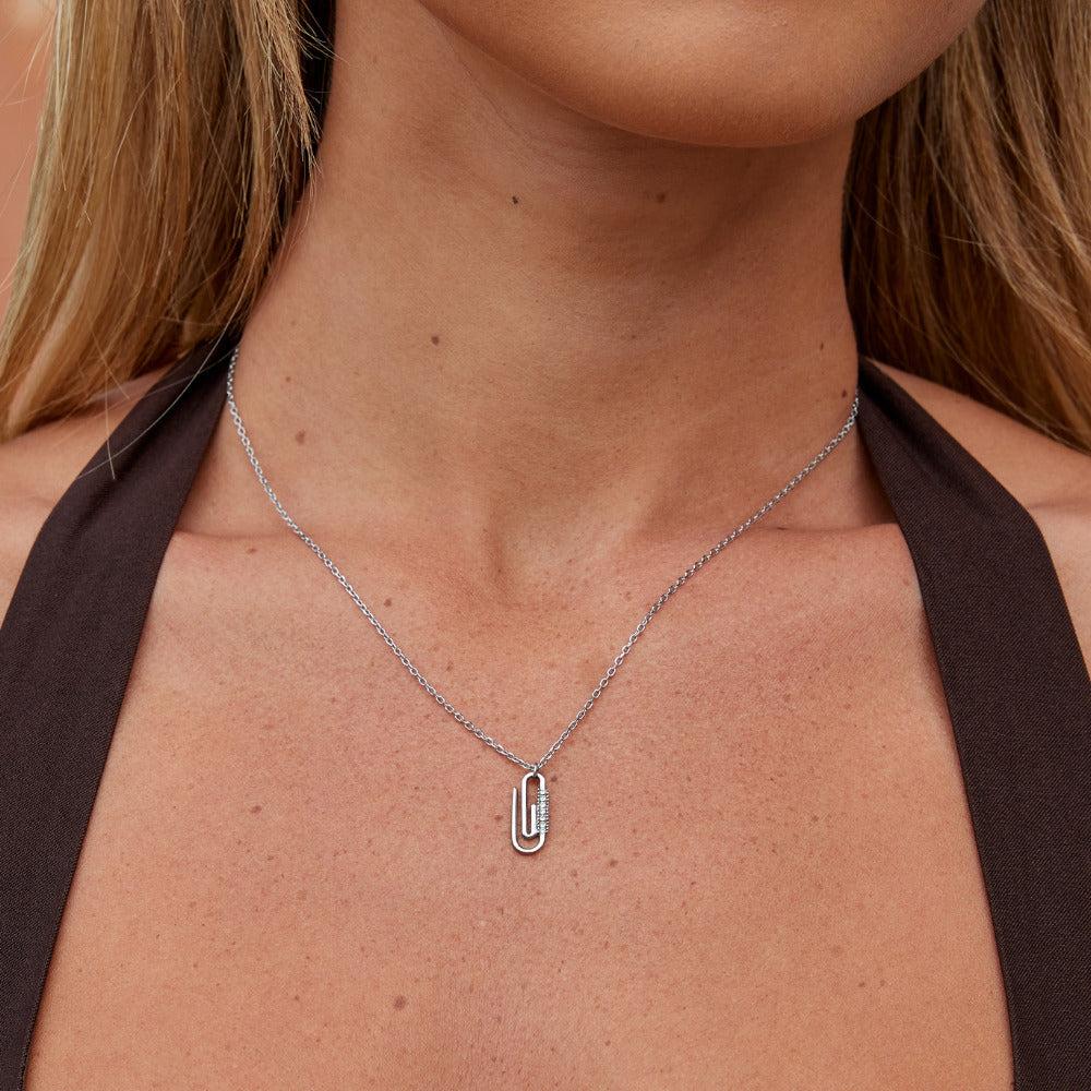 Collar de plata con clip de cristal