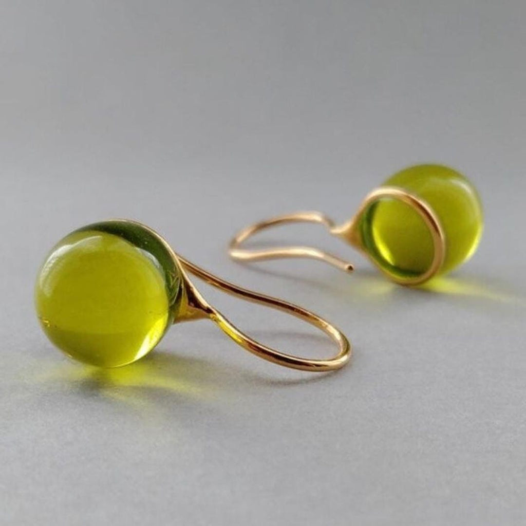 Pendientes de Cristal Vintage con Gota de Oliva