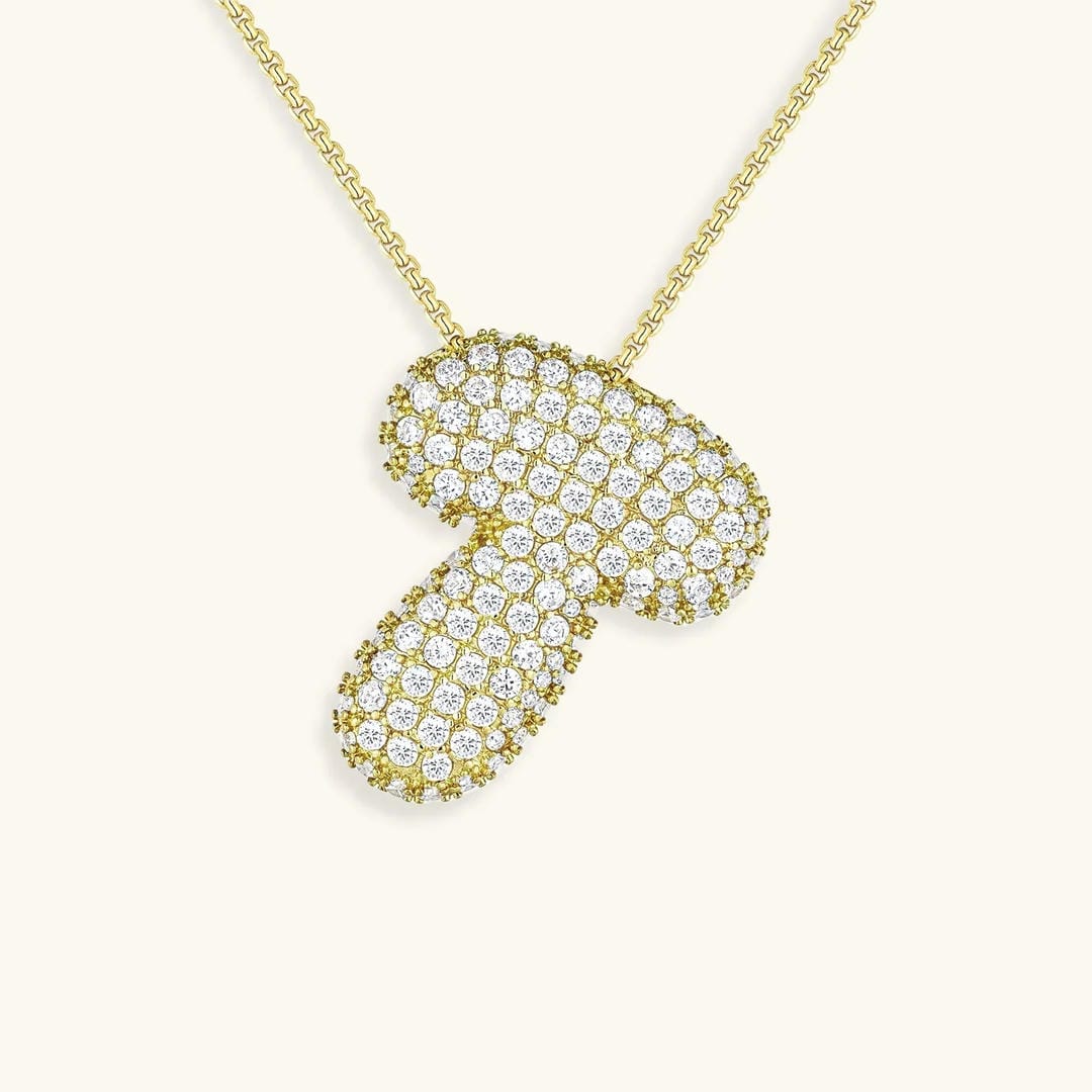 Collar de burbujas con inicial de cristal