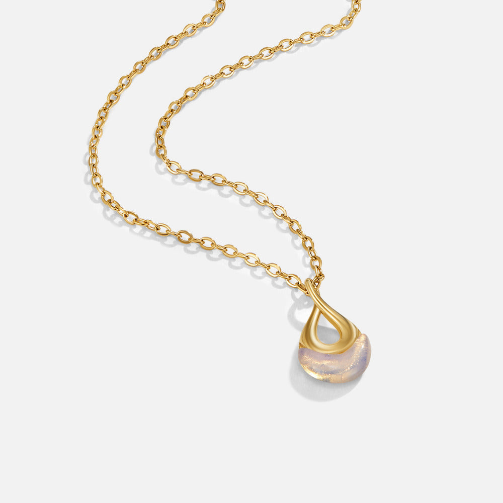Collar con Colgante de Piedra Blanca Tiffany