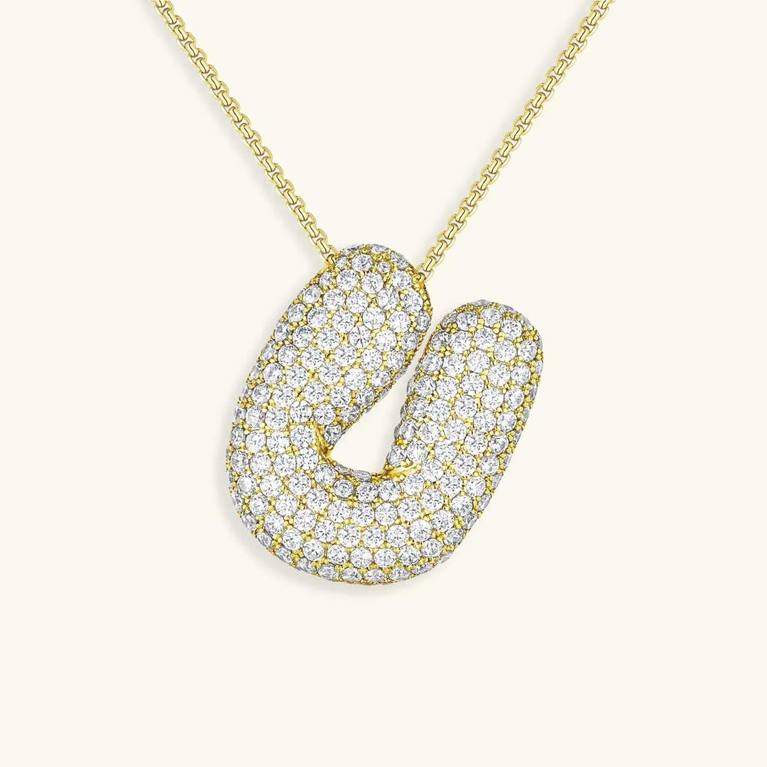 Collar de burbujas con inicial de cristal