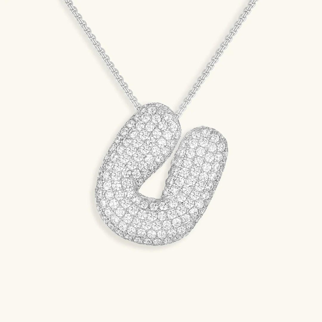 Collar de burbujas con inicial de cristal