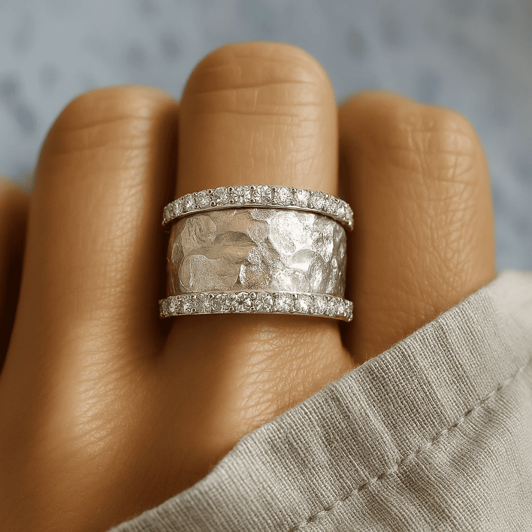 Anillo de circonia plateado vintage