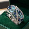 Anillo de racimo tipo marquesa pavé vintage