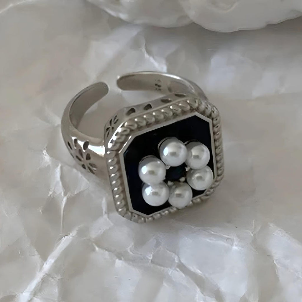 Anillo vintage de piedra negra
