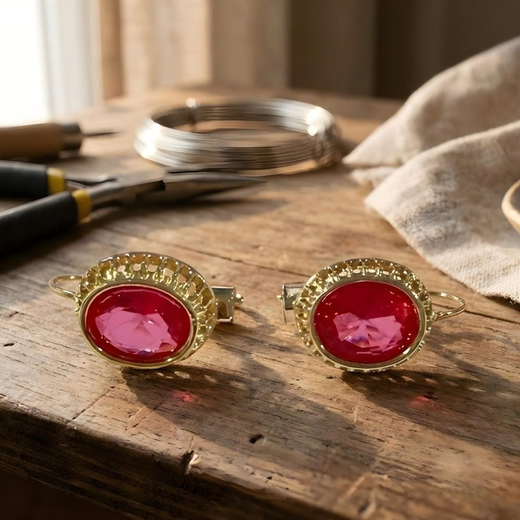 Pendientes vintage de piedra roja