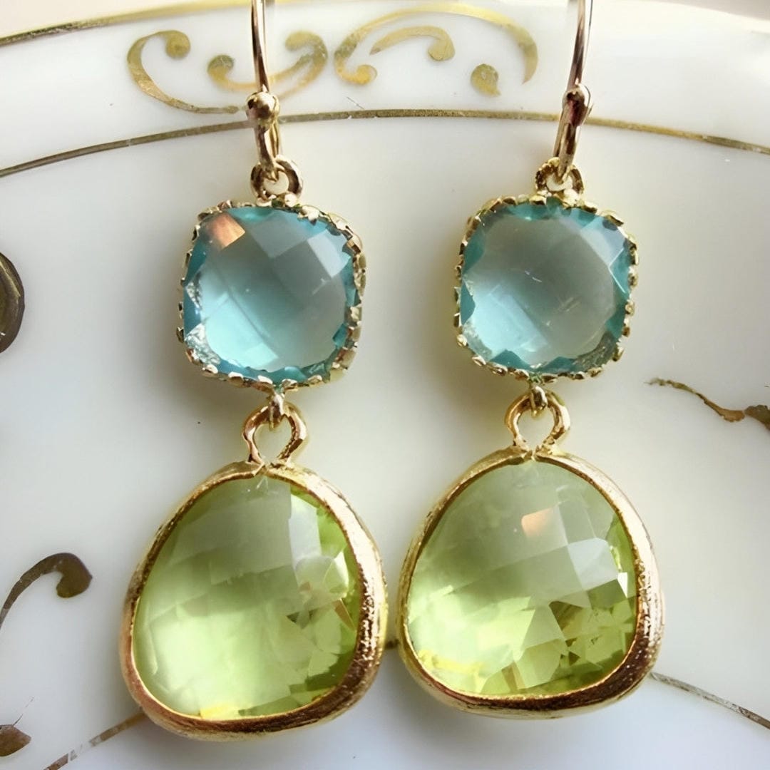 Pendientes vintage de turquesa y piedra lunar