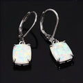 Pendientes cuadrados de ópalo blanco vintage