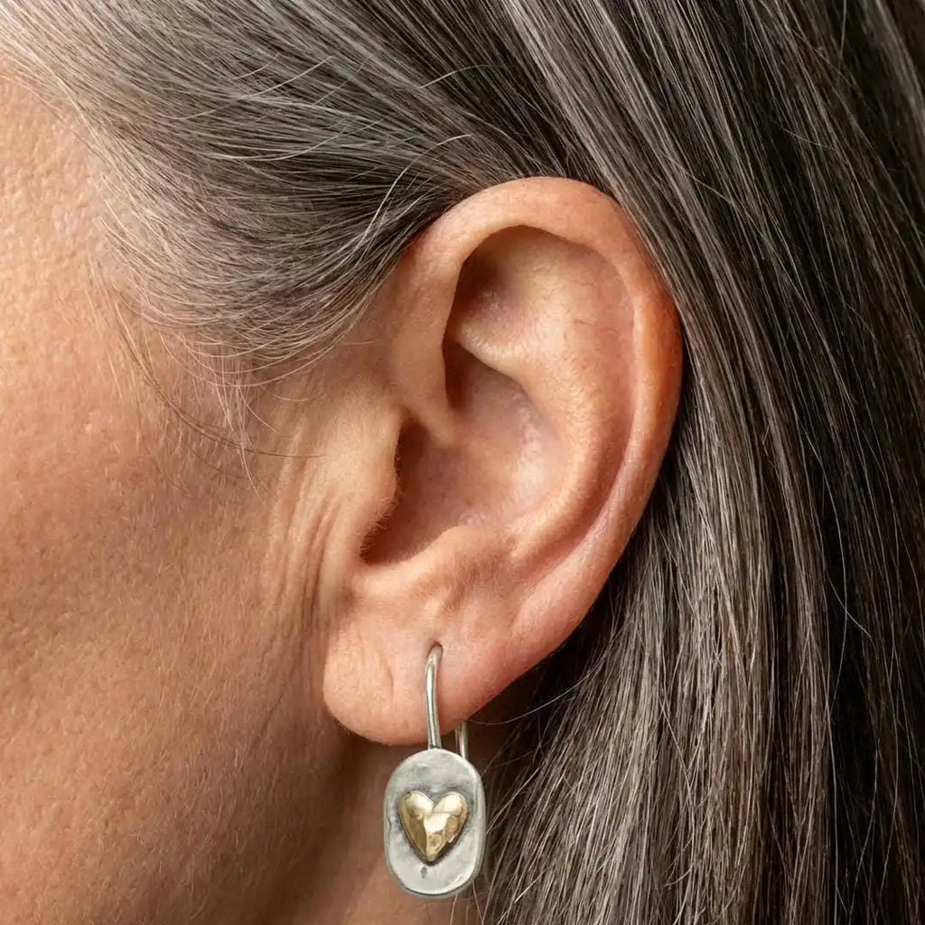 Pendientes Colgantes Corazón Bicolor