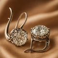 Aretes de lujo vintage de plata con circonita
