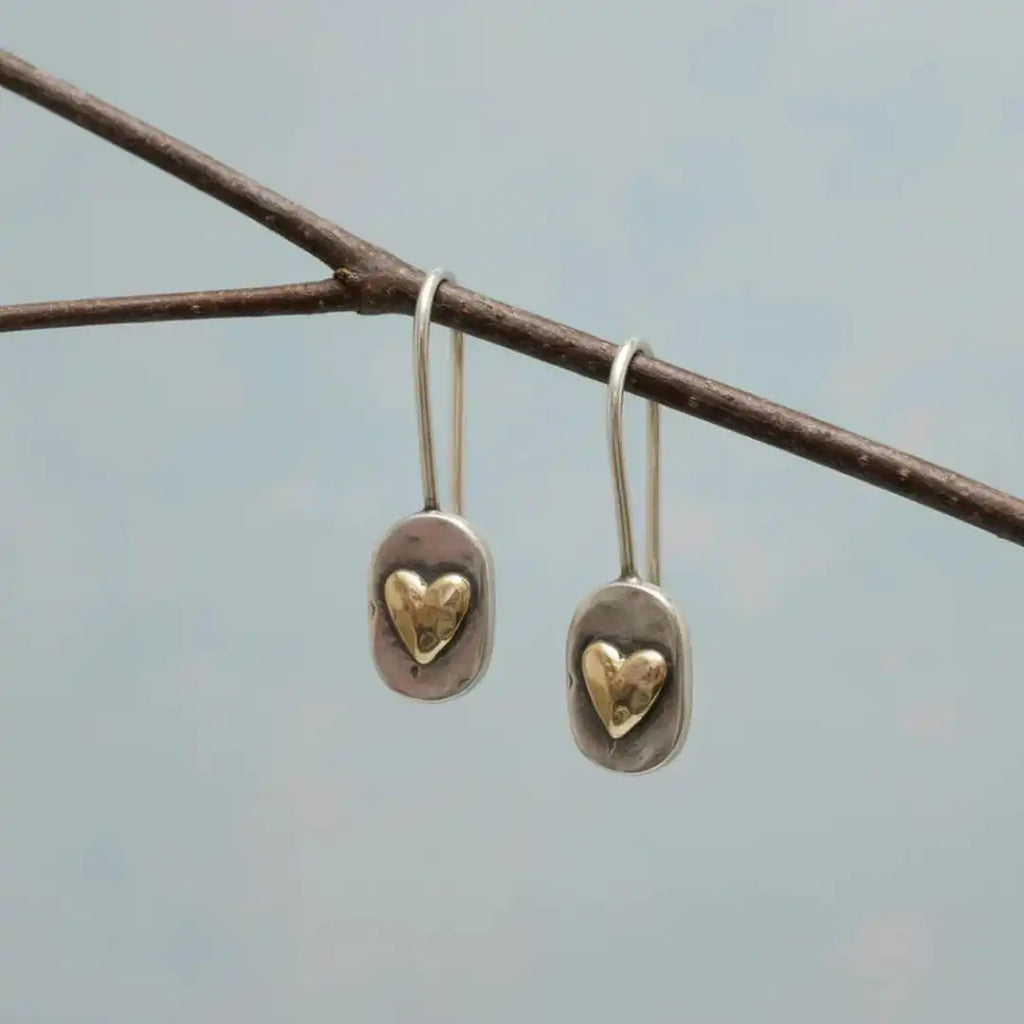 Pendientes Colgantes Corazón Bicolor