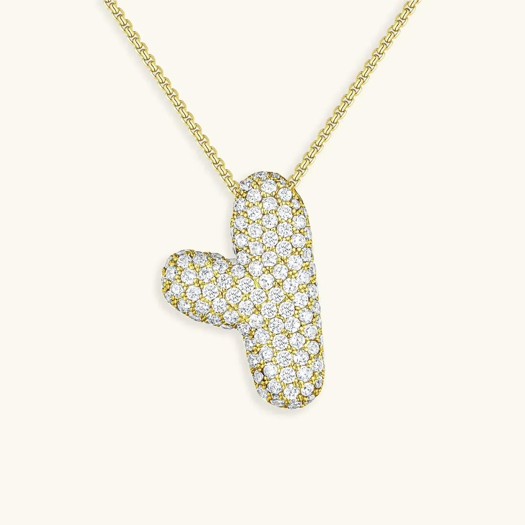 Collar de burbujas con inicial de cristal