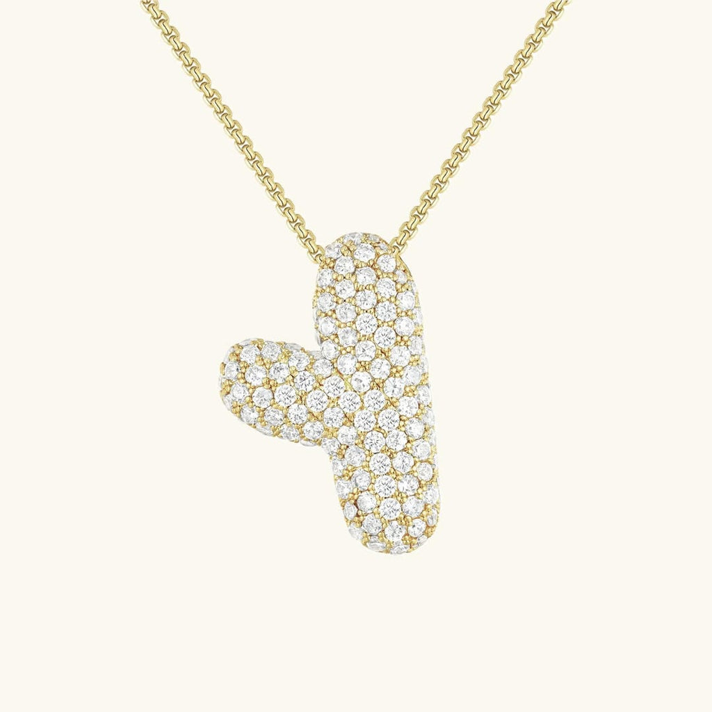 Collar de burbujas con inicial de cristal