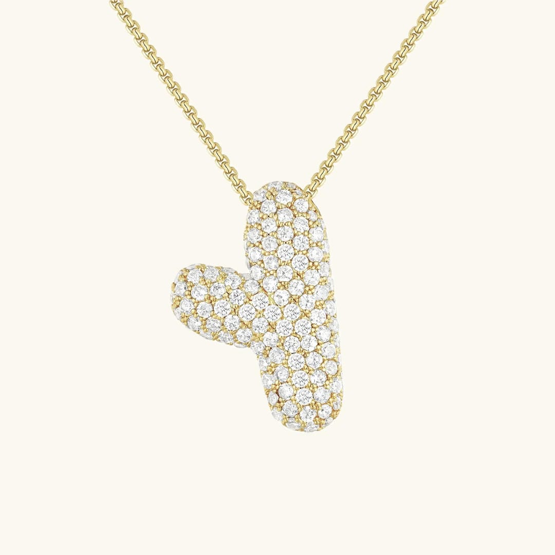 Collar de burbujas con inicial de cristal